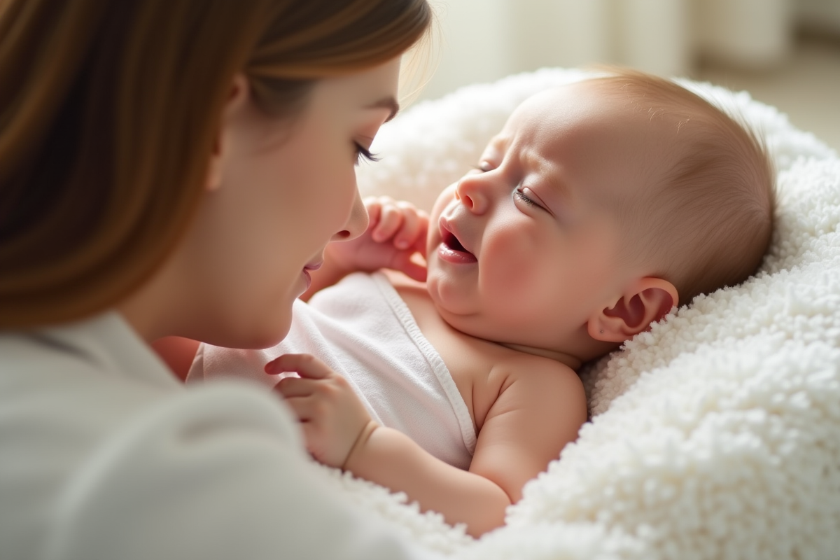 Bébé touchant la joue d