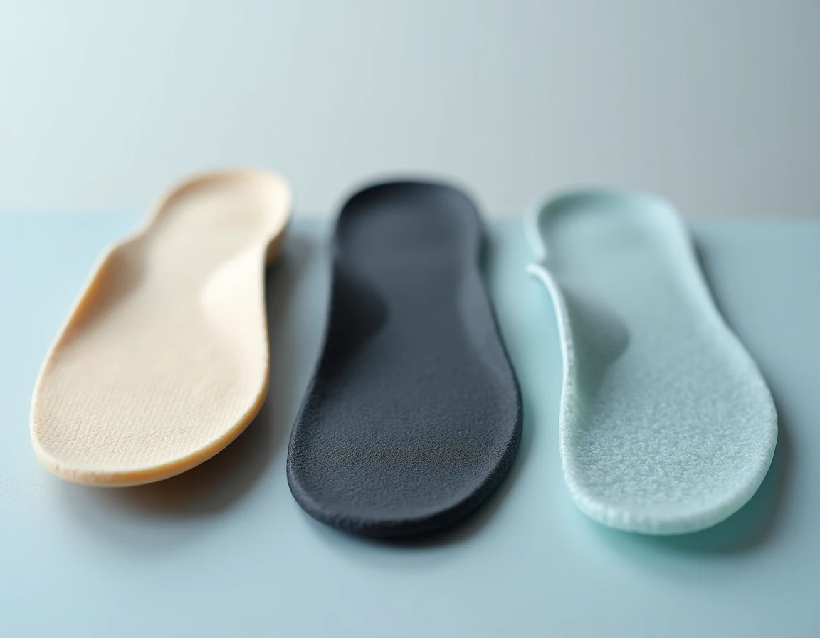 Comparaison de trois semelles orthopédiques pour épine calcanéenne en mousse à mémoire de forme, fibre de carbone et gel silicone