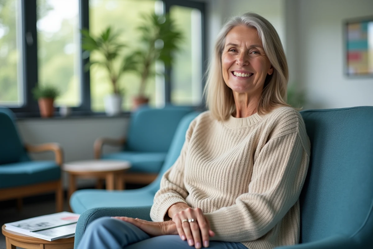 Femme souriante en salle d