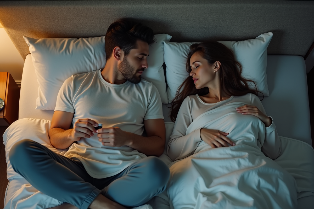 Jeune homme insérant des bouchons d