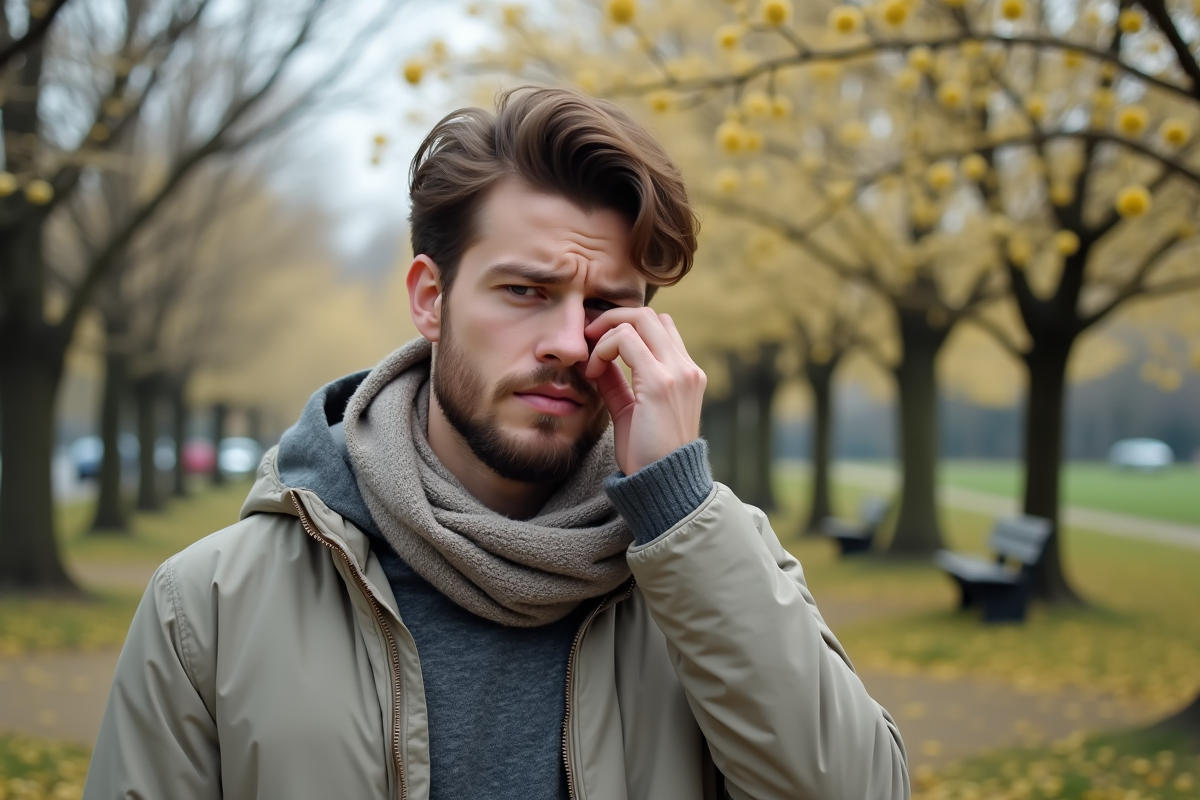 Jeune homme en plein air se frottant l