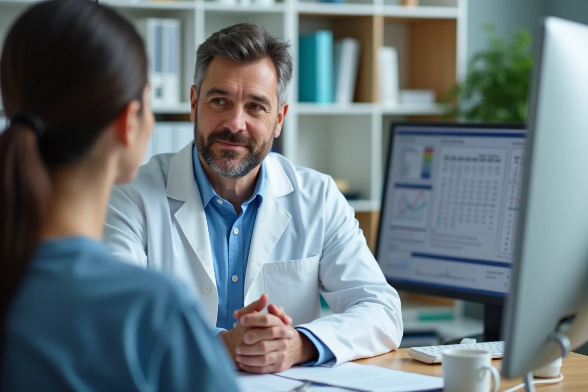 Medecin et jeune femme en consultation dans un cabinet medical