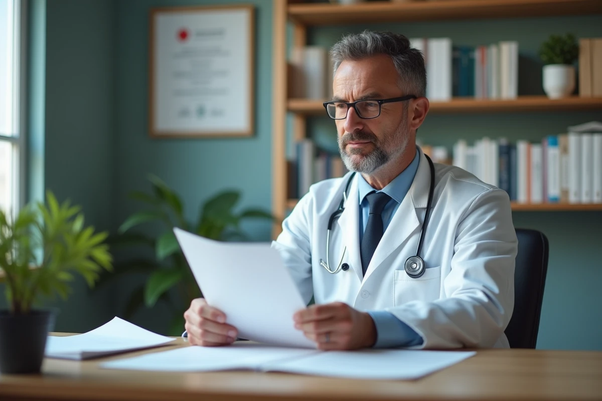 Medecin homme en consultation dans son bureau
