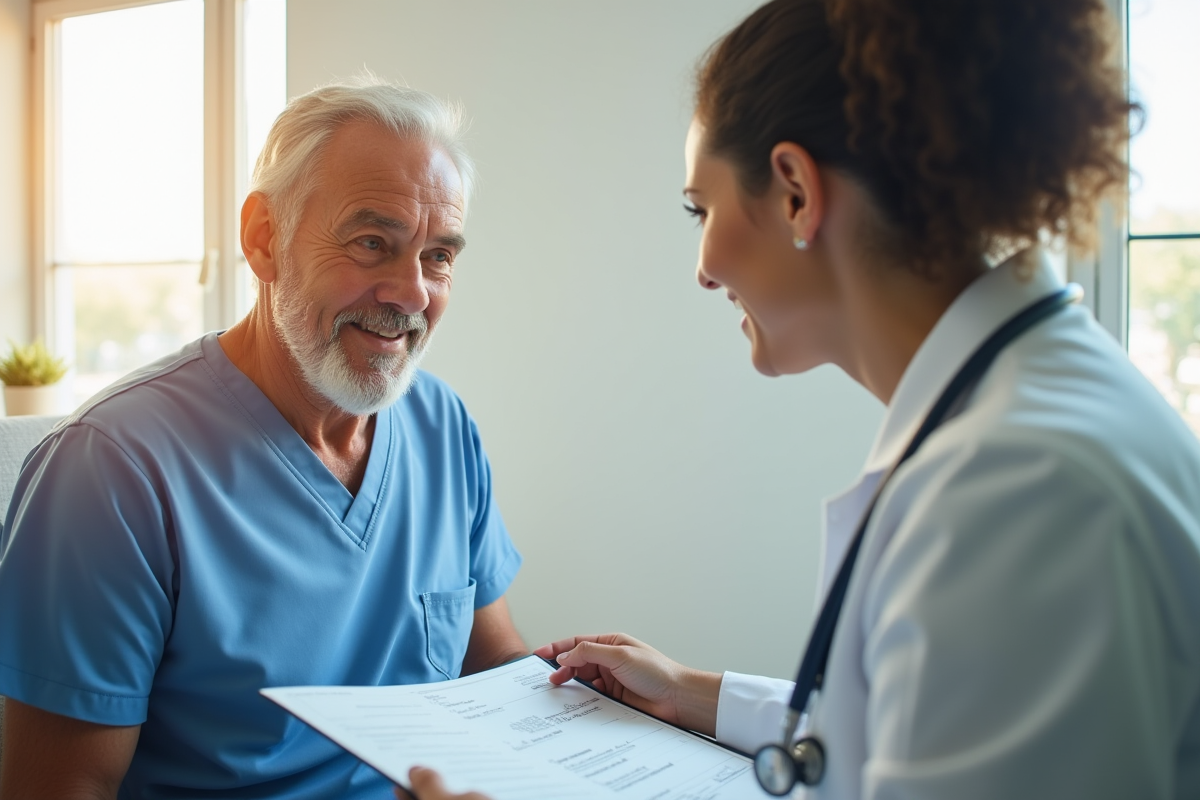 Senior en consultation médicale avec une doctoresse