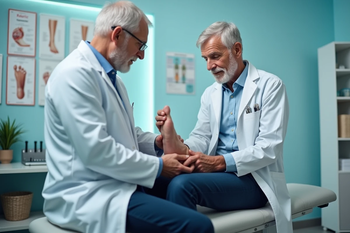 Podologue examinant le pied d